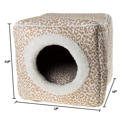 Show full view: Pet Adobe Cozy Cave Covered Dog Bed, Tan Animal Print slide 2 of 8