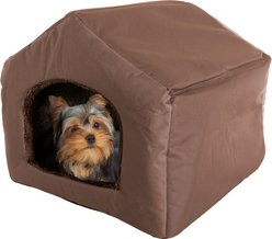 Pet Adobe Cozy Cottage House-Shaped Covered Dog Bed, Brown