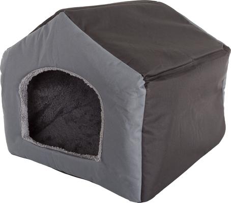 Show full view: Pet Adobe Cozy Cottage House-Shaped Covered Dog Bed, Gray slide 6 of 7