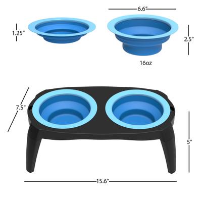Show full view: Pet Adobe Elevated Dog & Cat Bowls, 2 count, Blue slide 2 of 7
