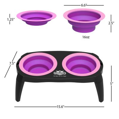 Show full view: Pet Adobe Elevated Dog & Cat Bowls, 2 count, Pink slide 3 of 6