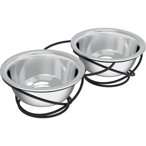 Pet Adobe Elevated Pet Bowls with Stand Dog & Cat Bowls, Steel, Large