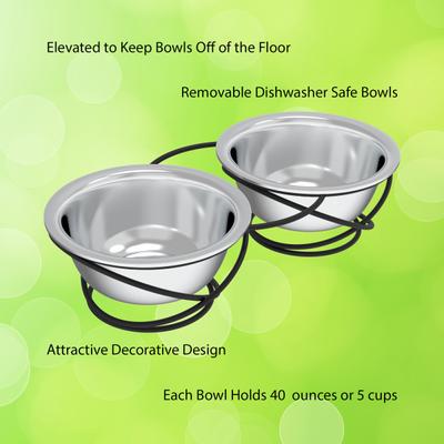 Show full view: Pet Adobe Elevated Pet Bowls with Stand Dog & Cat Bowls, Steel, Large slide 5 of 6