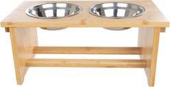 Pet Adobe Elevated with Bamboo Stand Dog & Cat Bowls, Natural