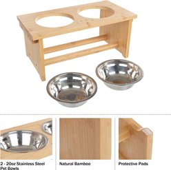 Pet Adobe Elevated with Bamboo Stand Dog & Cat Bowls, Natural slide 2 of 5