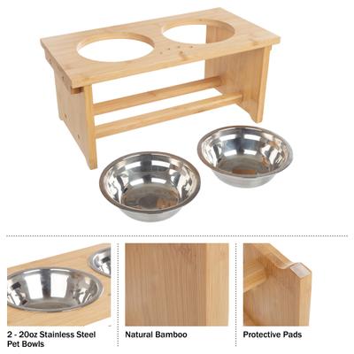 Show full view: Pet Adobe Elevated with Bamboo Stand Dog & Cat Bowls, Natural slide 5 of 5