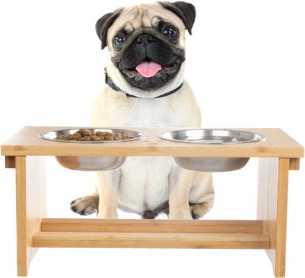 Show full view: Pet Adobe Elevated with Bamboo Stand Dog & Cat Bowls, Natural slide 2 of 5