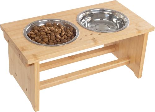 Show full view: Pet Adobe Elevated with Bamboo Stand Dog & Cat Bowls, Natural slide 4 of 5