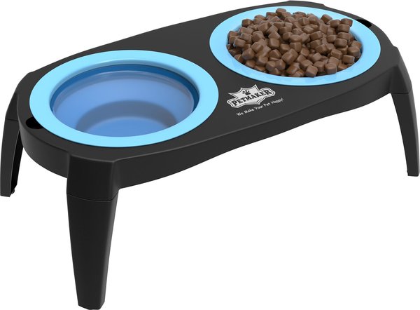 Show full view: Pet Adobe Elevated with Stand Dog & Cat Bowls, Blue slide 1 of 4