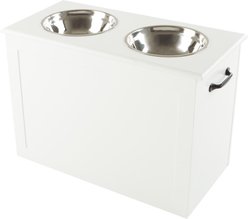 Pet Adobe Elevated with Storage Dog & Cat Bowls, White