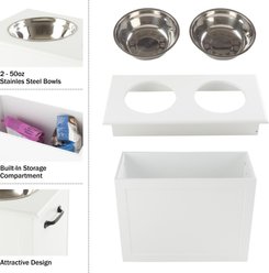 Pet Adobe Elevated with Storage Dog & Cat Bowls, White slide 2 of 5