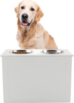 Show full view: Pet Adobe Elevated with Storage Dog & Cat Bowls, White slide 2 of 6