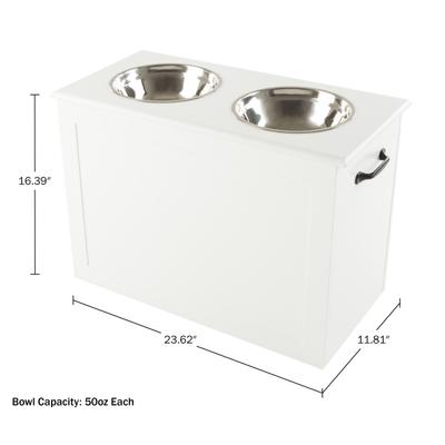 Show full view: Pet Adobe Elevated with Storage Dog & Cat Bowls, White slide 3 of 6