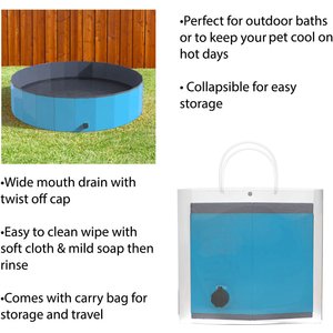 Pet Adobe Foldable Dog Pool, Blue, Large