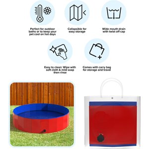 Pet Adobe Foldable Dog Pool, Red, Large