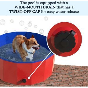 Pet Adobe Foldable Dog Pool, Red, Medium