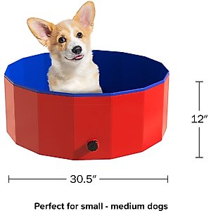 Pet Adobe Foldable Dog Pool, Red, Medium