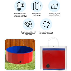 Pet Adobe Foldable Dog Pool, Red, Medium