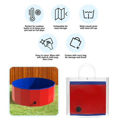 Show full view: Pet Adobe Foldable Dog Pool, Red, Medium slide 4 of 9
