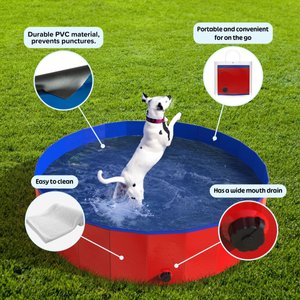 Pet Adobe Foldable Dog Pool, Red, Medium