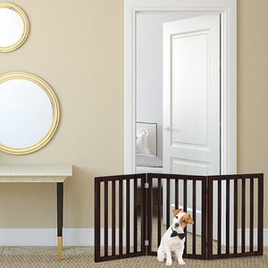 Pet Adobe Freestanding Dog & Cat Gate, 3 Panel, Small, Brown