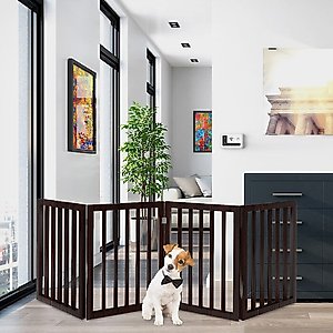 Pet Adobe Freestanding Dog & Cat Gate, 4 Panel, Small, Brown
