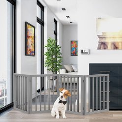 Pet Adobe Freestanding Dog & Cat Gate, 4 Panel, Small, Gray