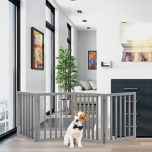 Pet Adobe Freestanding Dog & Cat Gate, 4 Panel, Small, Gray