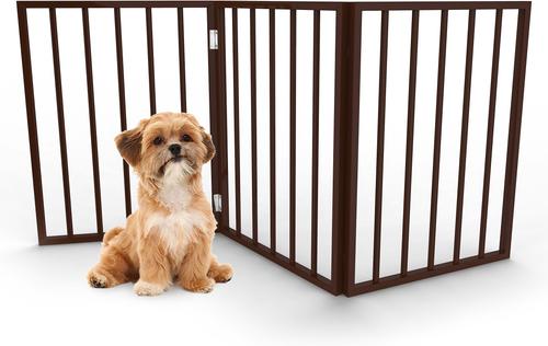 Show full view: Pet Adobe Freestanding Folding Dog & Cat Gate, Brown, 3-Panel, Small slide 7 of 9