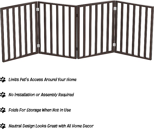 Show full view: Pet Adobe Freestanding Folding Dog & Cat Gate, Brown, 4-Panel, Medium slide 3 of 9