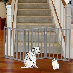 Pet Adobe Freestanding Folding Dog & Cat Gate, Gray, 3-Panel, Small