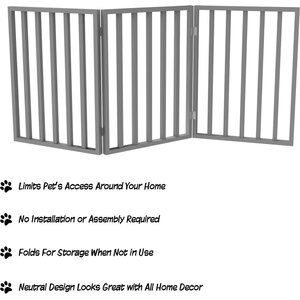 Pet Adobe Freestanding Folding Dog & Cat Gate, Gray, 3-Panel, Small