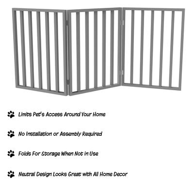 Show full view: Pet Adobe Freestanding Folding Dog & Cat Gate, Gray, 3-Panel, Small slide 3 of 9