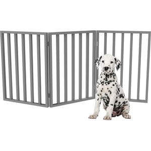 Pet Adobe Freestanding Folding Dog & Cat Gate, Gray, 3-Panel, Small