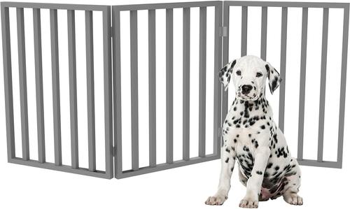 Show full view: Pet Adobe Freestanding Folding Dog & Cat Gate, Gray, 3-Panel, Small slide 7 of 9