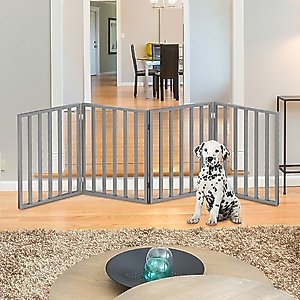 Pet Adobe Freestanding Folding Dog & Cat Gate, Gray, 4-Panel, Medium