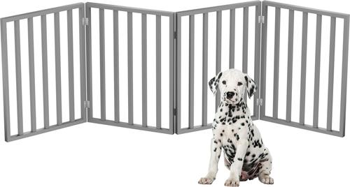 Show full view: Pet Adobe Freestanding Folding Dog & Cat Gate, Gray, 4-Panel, Medium slide 6 of 8
