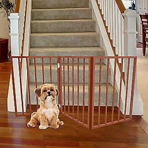 Pet Adobe Freestanding Folding Dog & Cat Gate, Mahogany, 3-Panel, Small