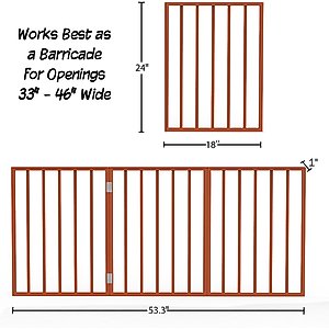Pet Adobe Freestanding Folding Dog & Cat Gate, Mahogany, 3-Panel, Small
