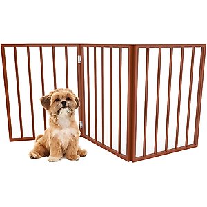 Pet Adobe Freestanding Folding Dog & Cat Gate, Mahogany, 3-Panel, Small