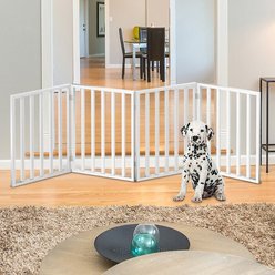 Pet Adobe Freestanding Folding Dog & Cat Gate, White, 4-Panel, Medium