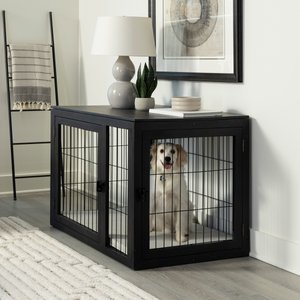 Pet Adobe Furniture-Style Dog Crate, Black, Large