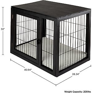Pet Adobe Furniture-Style Dog Crate, Black, Large