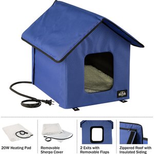 Pet Adobe Heated Cat House, Blue