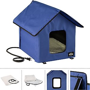Pet Adobe Heated Cat House, Blue