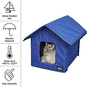 Pet Adobe Heated Cat House, Blue