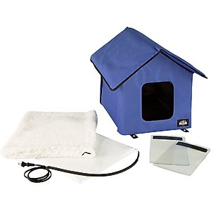Pet Adobe Heated Cat House, Blue