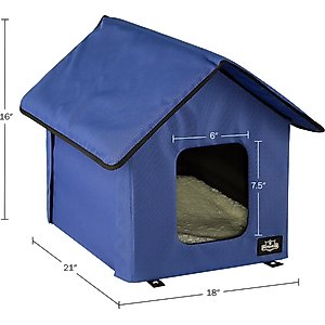 Pet Adobe Heated Cat House, Blue