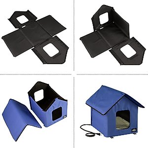 Pet Adobe Heated Cat House, Blue