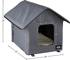 Pet Adobe Heated Cat House, Gray slide 2 of 7